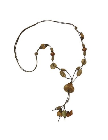 necklace beads silk-olive-green