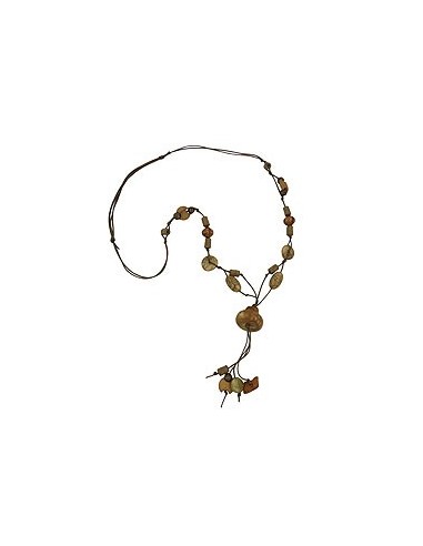 necklace beads silk-olive-green