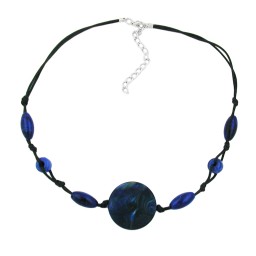 necklace blue marbled different shaped beads