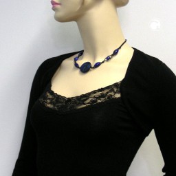 necklace blue marbled different shaped beads