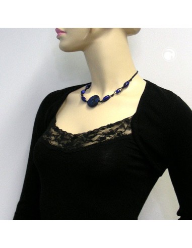 necklace blue marbled different shaped beads