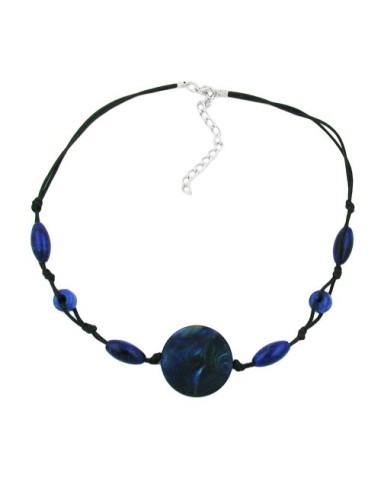 necklace blue marbled different shaped beads
