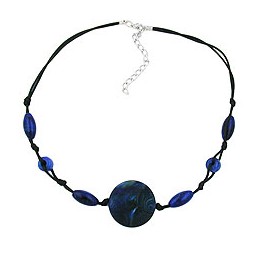 necklace blue marbled different shaped beads