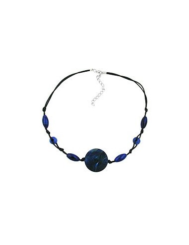 necklace blue marbled different shaped beads