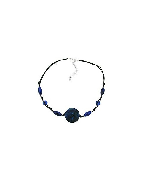 necklace blue marbled different shaped beads