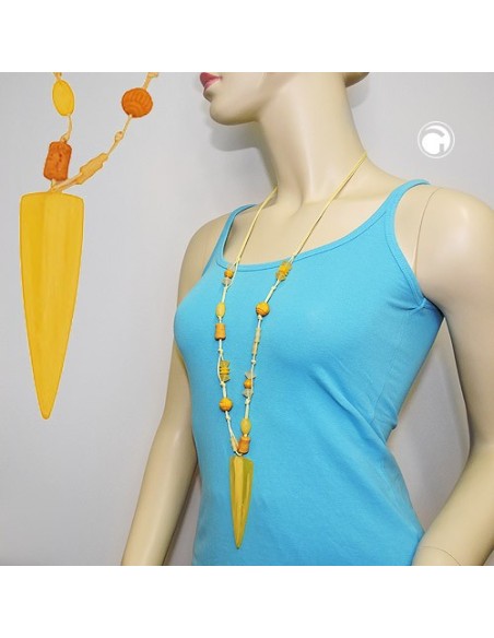 necklace yellow beads pointed triangle
