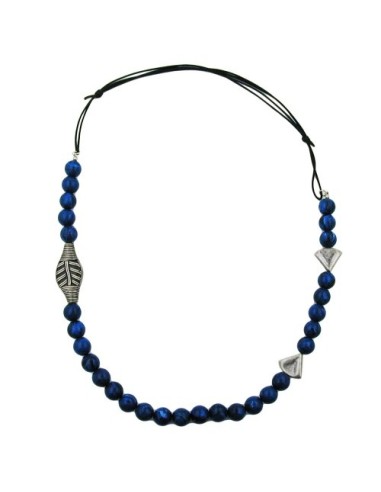 necklace blue beads long