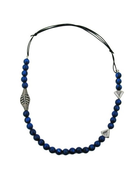 necklace blue beads long