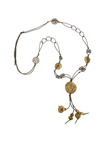 necklace beads olive-green