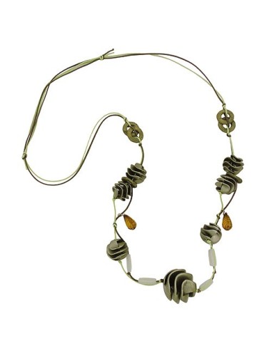 necklace olive-green spiral beads cord