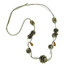 necklace olive-green spiral beads cord