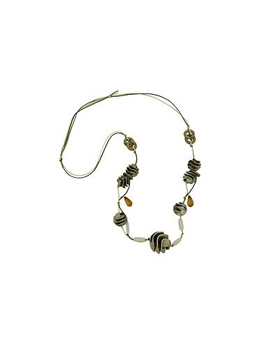 necklace olive-green spiral beads cord