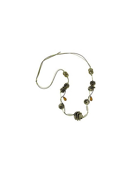 necklace olive-green spiral beads cord