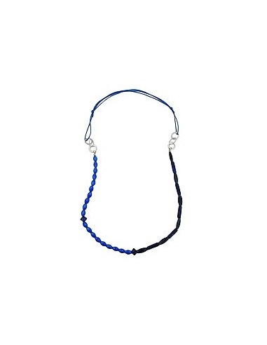 necklace blue beads chrome/ silver coloured rings