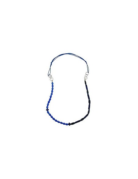 necklace blue beads chrome/ silver coloured rings