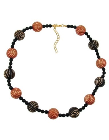 necklace designer beads red/black/gold-coloured