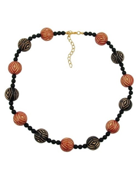 necklace designer beads red/black/gold-coloured