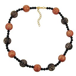 necklace designer beads red/black/gold-coloured