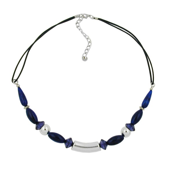 necklace silver coloured tube bead blue beads