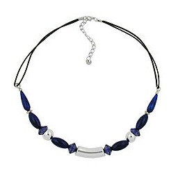 necklace silver coloured tube bead blue beads