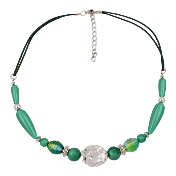 necklace silky-green chromcolour beads