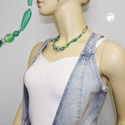 necklace silky-green chromcolour beads