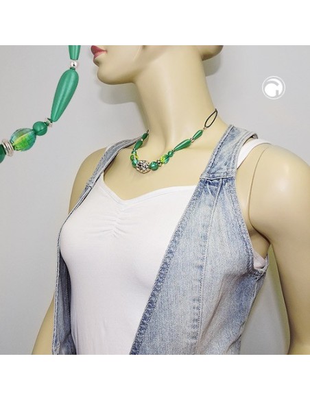 necklace silky-green chromcolour beads