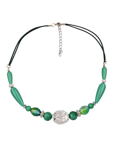 necklace silky-green chromcolour beads