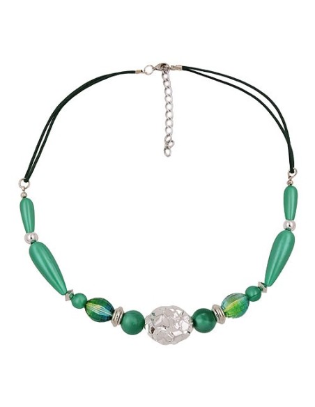 necklace silky-green chromcolour beads