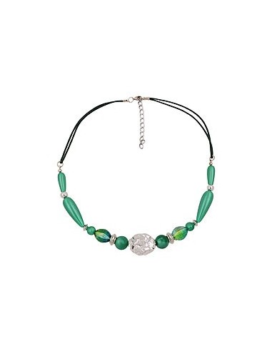 necklace silky-green chromcolour beads
