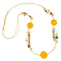 necklace yellow beads patterned beads