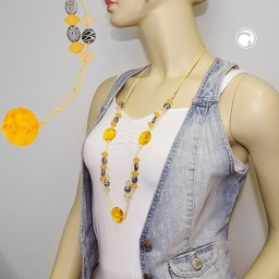 necklace yellow beads patterned beads