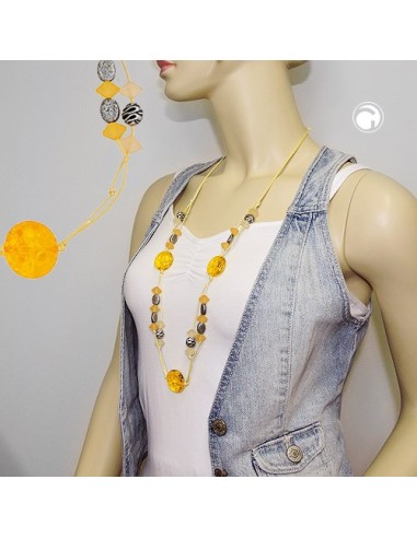 necklace yellow beads patterned beads