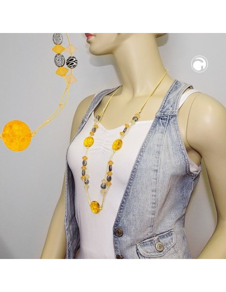 necklace yellow beads patterned beads