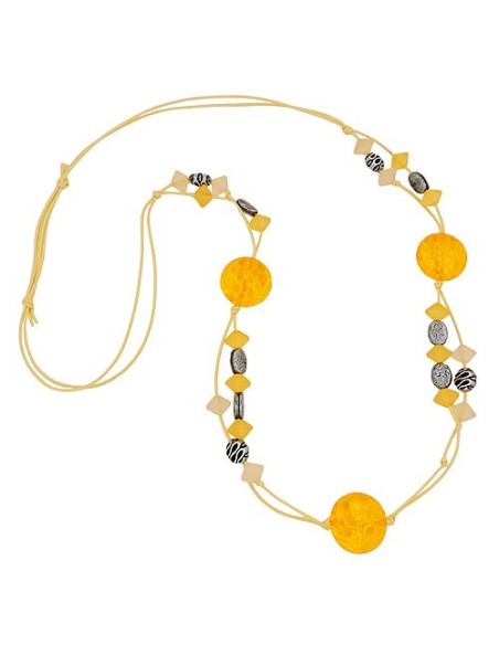 necklace yellow beads patterned beads