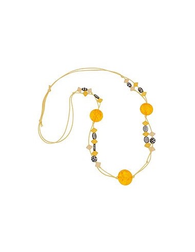necklace yellow beads patterned beads