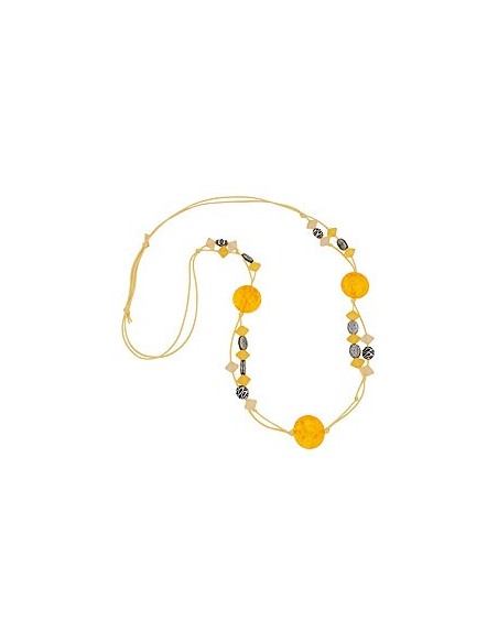 necklace yellow beads patterned beads