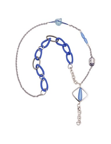 necklace blue beads chain links