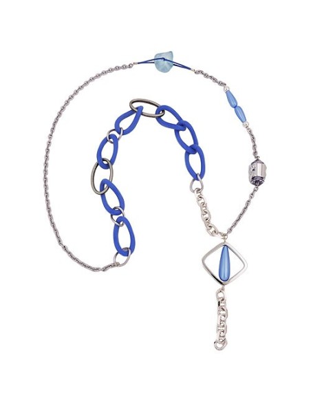necklace blue beads chain links