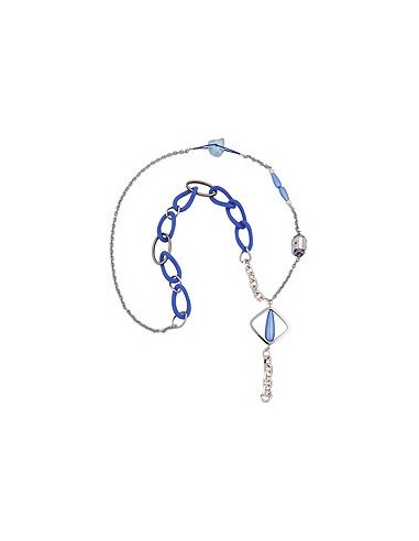 necklace blue beads chain links