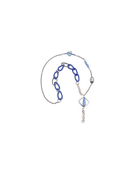 necklace blue beads chain links