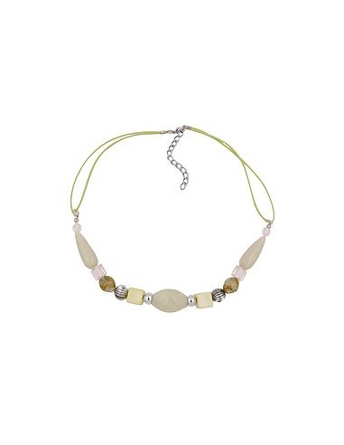 necklace beads light-green yellow