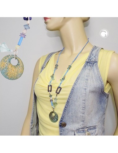 necklace different beads turquoise and light blue