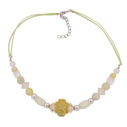 necklace beads light-green-yellow