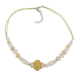 necklace beads light-green-yellow