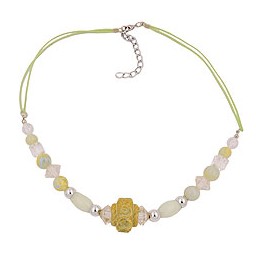 necklace beads light-green-yellow