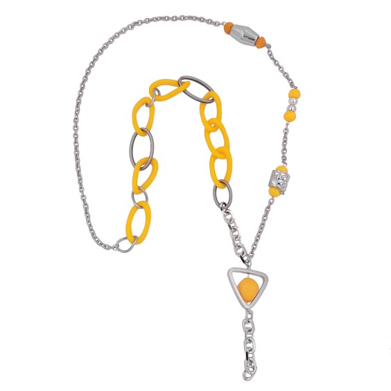 necklace yellow beads chain links