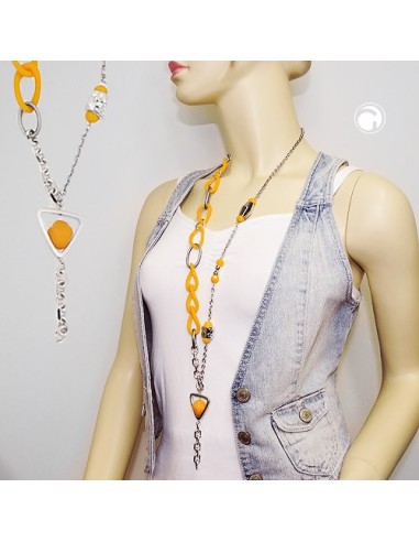 necklace yellow beads chain links