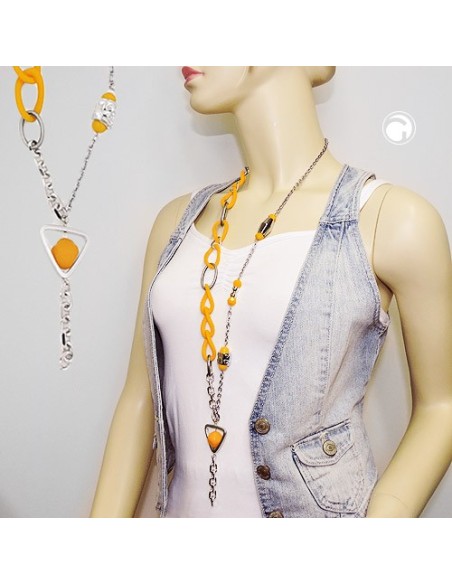 necklace yellow beads chain links