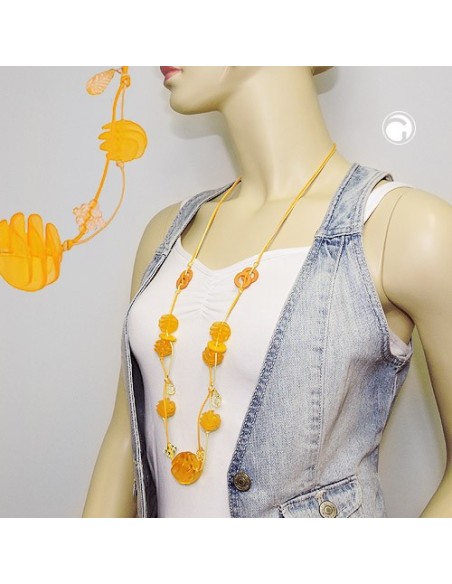 necklace yellow spiral beads cord